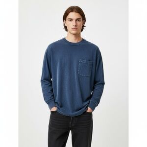 Abercrombie Fitch Mens XS Faded Blue Oversized Crewneck Pocket Tee Casual